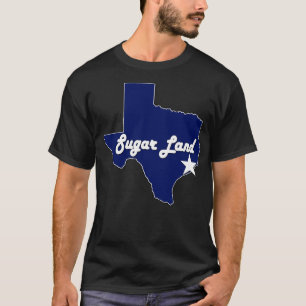 City of Sugar Land Texas Lone State Map Navy Blue T-Shirt