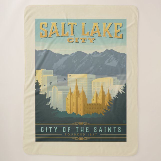 City of the Saints | Salt Lake City, Utah Sherpa Blanket (Front)