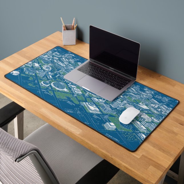 City of Tomorrow Blueprint - Retro Architectural  Desk Mat (Office 2)