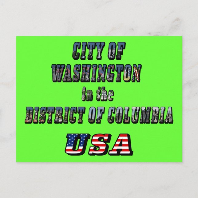 City of Washington in the District of Columbia USA Postcard (Front)