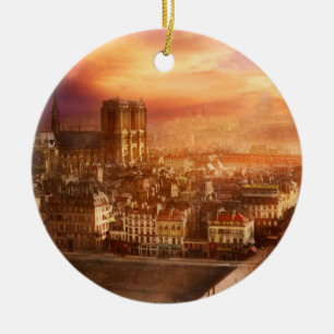 City - Paris France - Notre-Dame Cathedral 1865 Ceramic Ornament