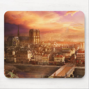 City - Paris France - Notre-Dame Cathedral 1865 Mouse Pad
