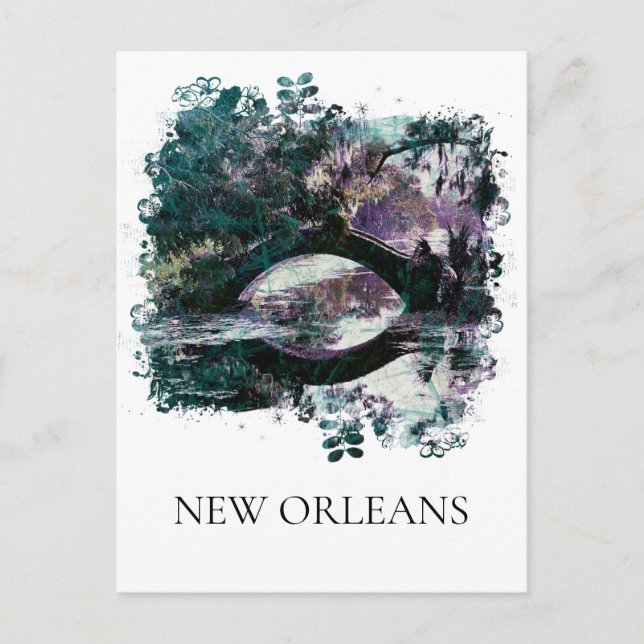 *~* City Park New Orleans Bridge Art Painting  Postcard (Front)