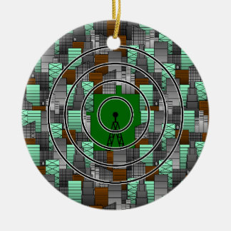 City Pattern with Radio Tower Ceramic Ornament
