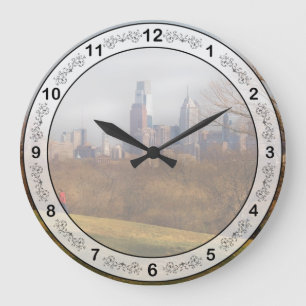 City - Philadelphia, PA - The city of Philadelph Large Clock