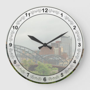 City - Pittsburg PA - The grand city of Pittsburg Large Clock