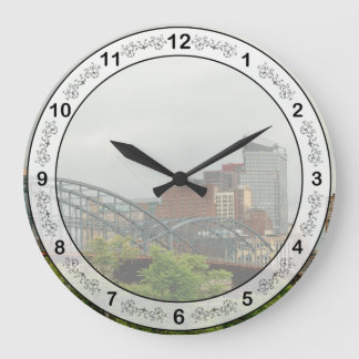 City - Pittsburg PA - The grand city of Pittsburg Large Clock