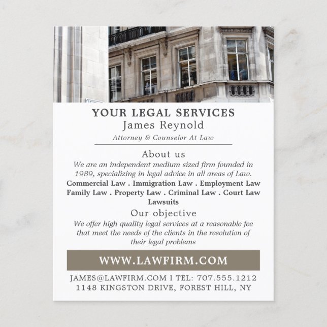City Portrait, Legal Services Advertising Flyer (Front)