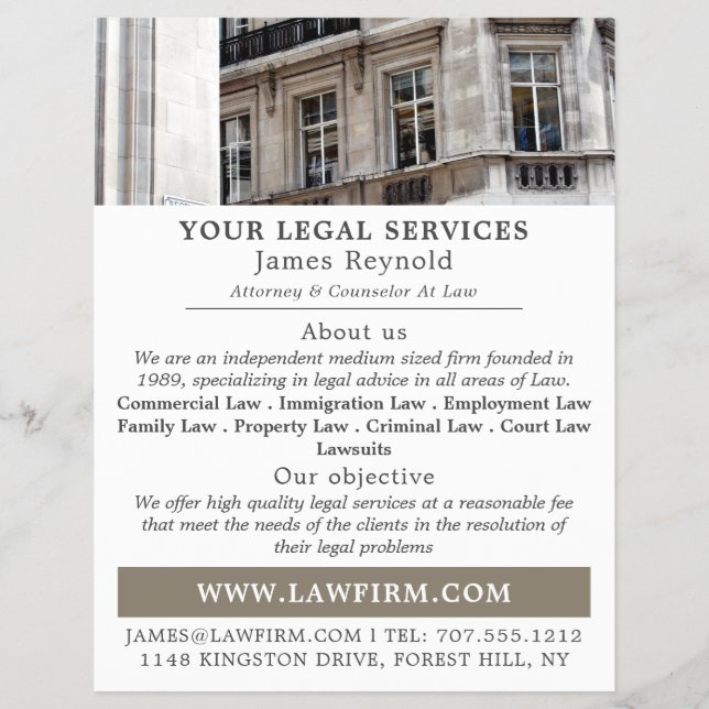 City Portrait, Legal Services Advertising Flyer (Front)