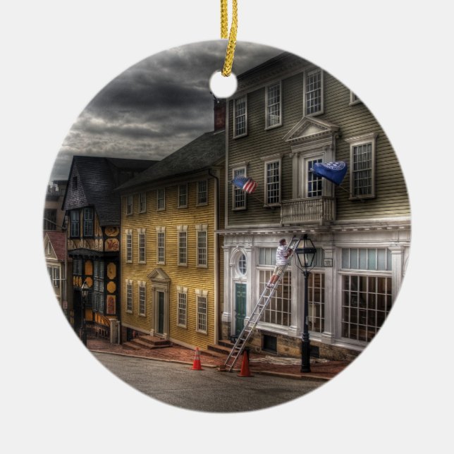 City - Rhode Island - Providence 2007 - Thomas Str Ceramic Ornament (Front)