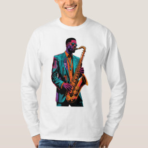 City Rhythms Fusion – Urban Jazz Afro-Futurist Art T-Shirt