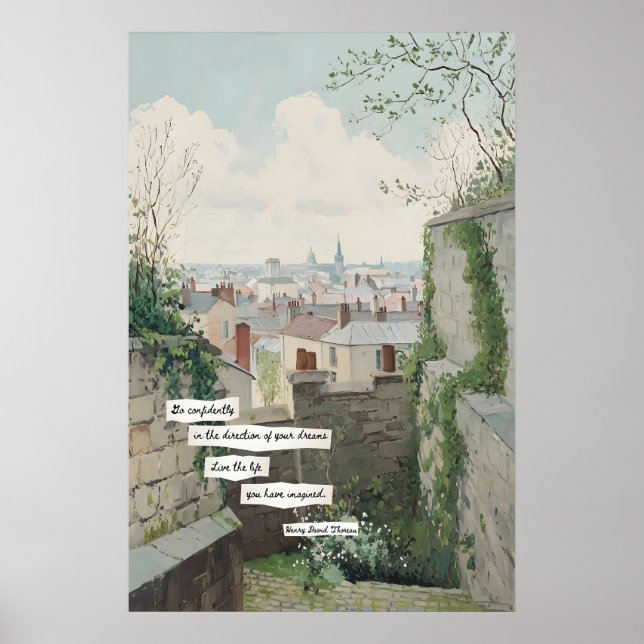 City Rooftop View Poster  Stone Walls, Literary (Front)