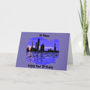 City Scape customizable Birthday card