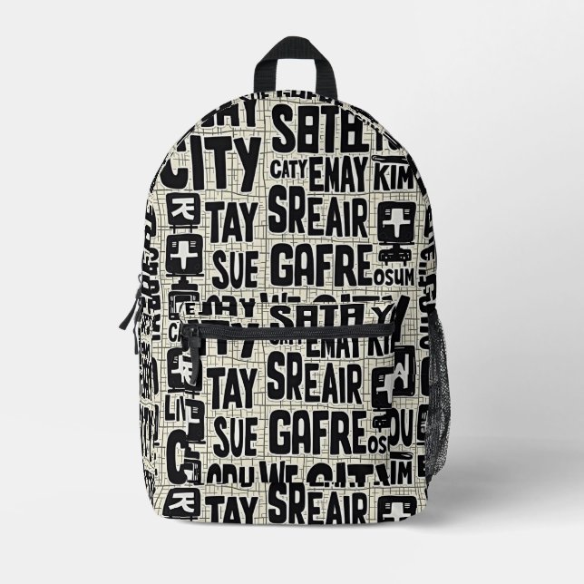 City Scribbles Printed Backpack (Front)