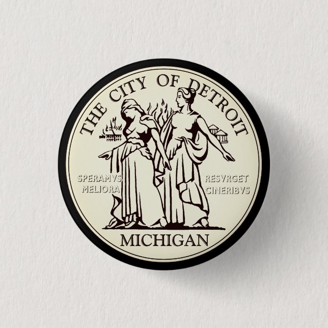 City Seal of Detroit 1 Inch Round Button (Front)