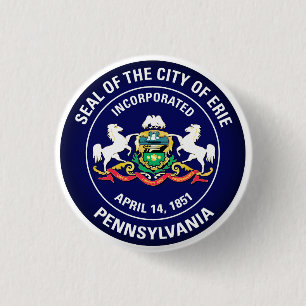 City Seal of Erie, Pennsylvania 1 Inch Round Button