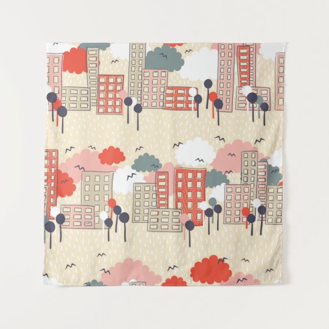 City seamless pattern tapestry (Front)