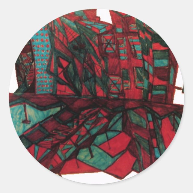 city shadow classic round sticker (Front)