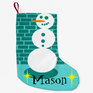 City Sidewalk Snowman Christmas Stocking