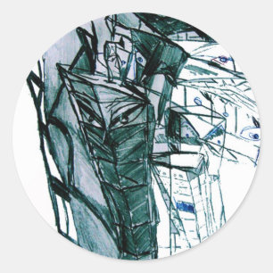 CITY SKETCHER WHITE CLASSIC ROUND STICKER