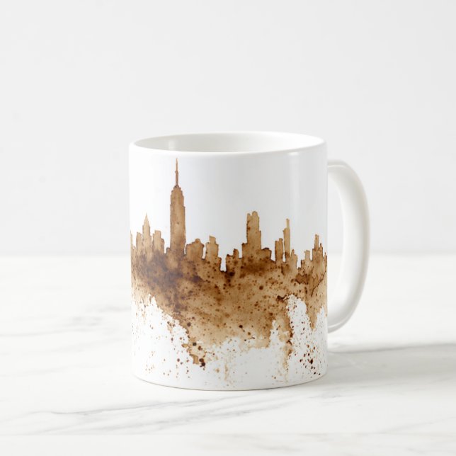 City Skyline Coffee Stain Art  Coffee Mug (Front Right)