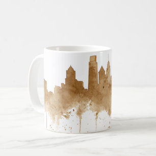 City Skyline Coffee Stain Art  Mug