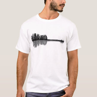 City Skyline Guitar Minimalist Music Art T-Shirt