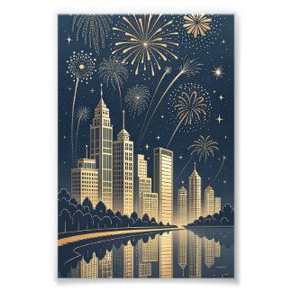 City Skyline New Year Card Photo Print