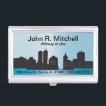 City Skyline Personalize Card Holder<br><div class="desc">Business Card Holders. ✔Note: Not all template areas need changed. 📌If you need further customization, please click the "Click to Customize further" or "Customize or Edit Design"button and use our design tool to resize, rotate, change text colour, add text and so much more.⭐This Product is 100% Customizable. Graphics and /...</div>