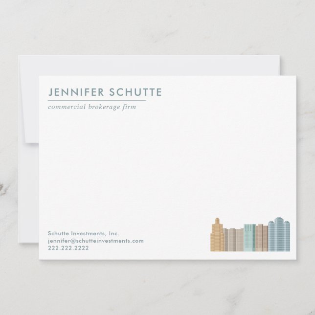 City Skyline Personalized Commercial Real Estate Card (Front)