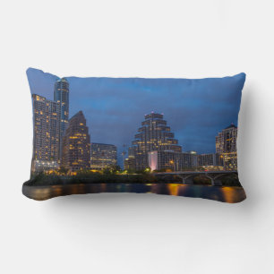 City Skyline Reflects Into Lady Bird Lake Lumbar Pillow