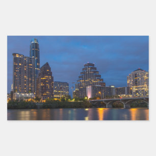 City Skyline Reflects Into Lady Bird Lake Sticker