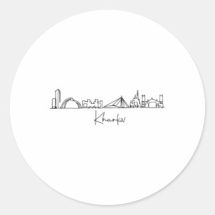 City Skyline Travel Souvenir Tourist Kharkov Ukrai Classic Round Sticker