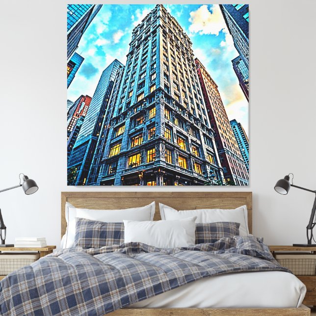 City Skyscraper Art Canvas Print (Insitu(Bedroom))