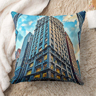 City Skyscraper Art Throw Pillow