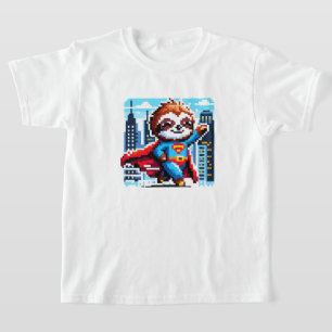 City Sloth Superhero - Pixel Art Urban Hero T-Shirt