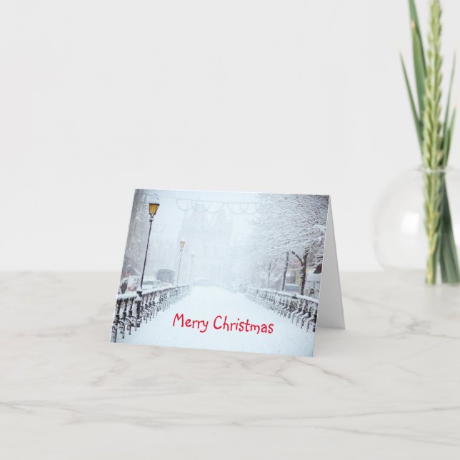 City Snow Joyeux Noël Carte de vacances (Devant)