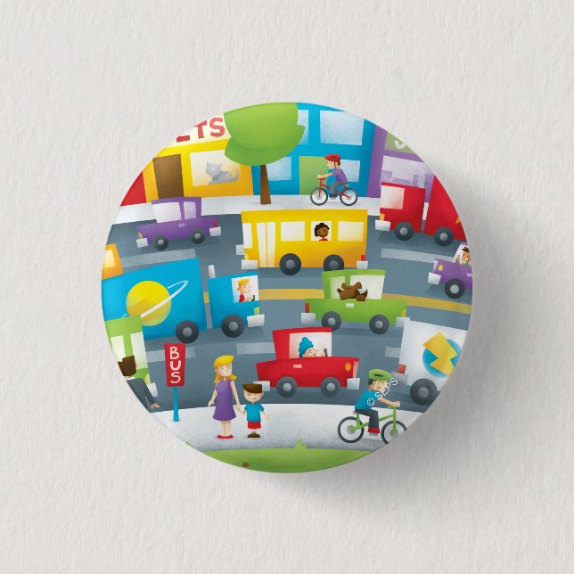 City Street 1 Inch Round Button (Front)