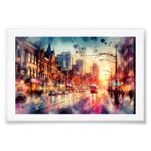 City Street at Dusk, Photo Print