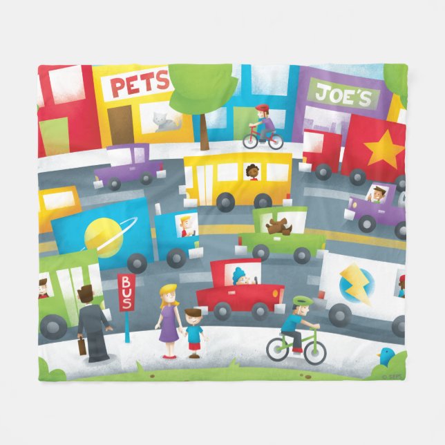 City Street Fleece Blanket (Front (Horizontal))