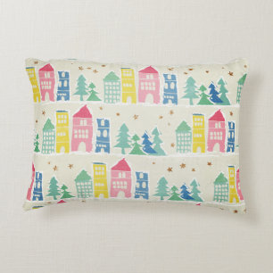 City Street light background, green ombre stripes Accent Pillow