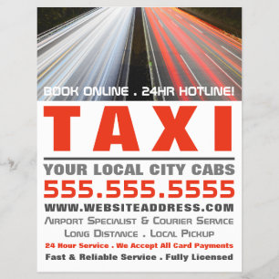 City Street Lights, Taxi Cab Firm with Price List Flyer