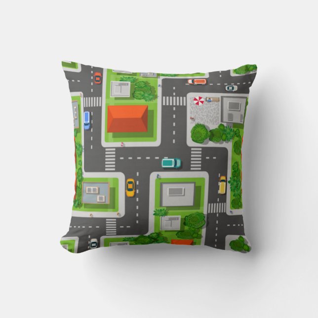 City Streets And Cars Throw Pillow (Front)