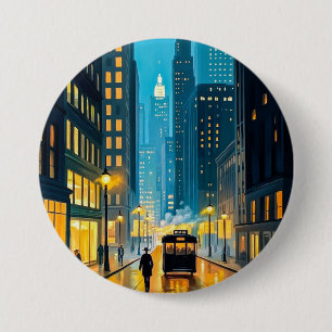 City Streets Magazine Illustration 3 Inch Round Button