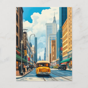 City Streets Magazine Illustration Postcard