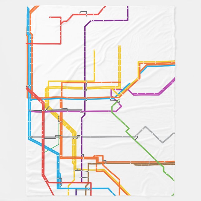 City subway map fleece blanket (Front)