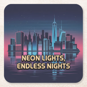 City That Never Sleeps New York Square Paper Coaster