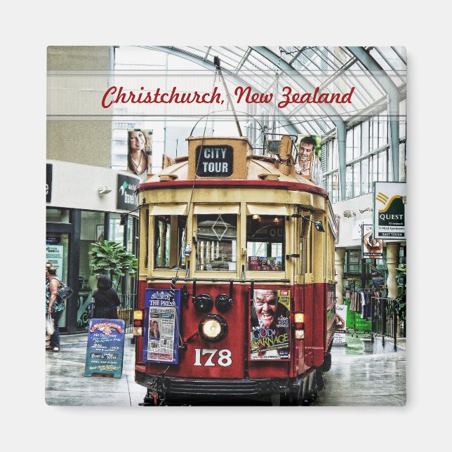 City Tour Tram Christchurch, New Zealand Magnet (Front)