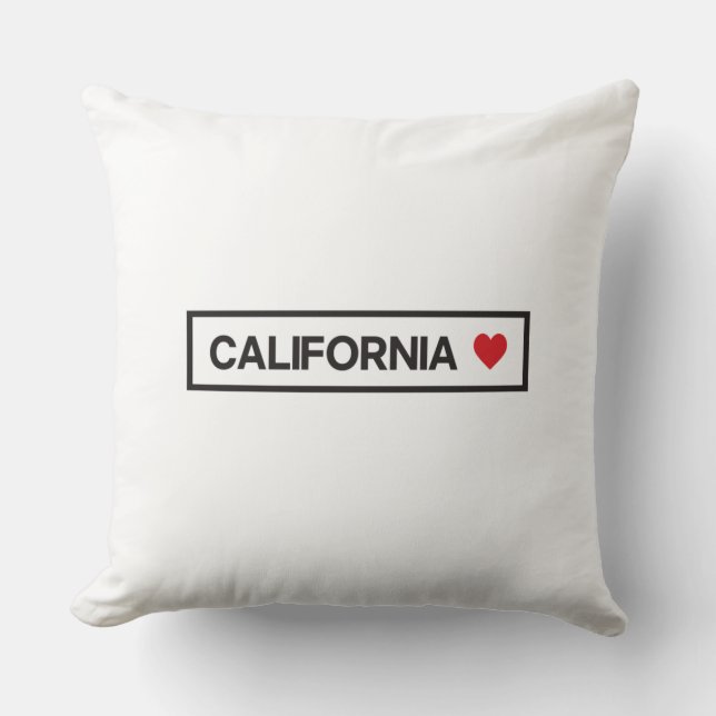 City Town State Country Home I Love California Throw Pillow (Front)