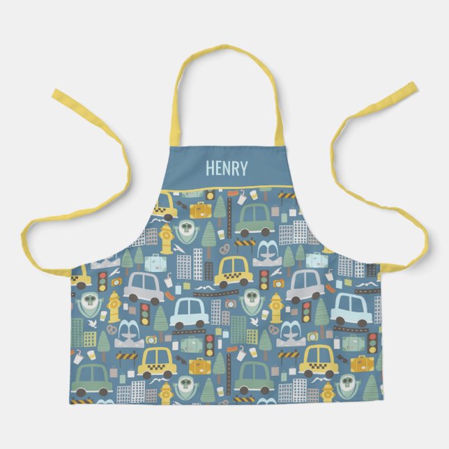 City Transportation Kids Personalized Apron (Front)